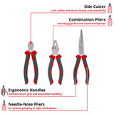 EINHELL Zangenset 3-tlg. 160 / 200 mm, Zangen-Set schwarz/rot, 160 / 200 mm