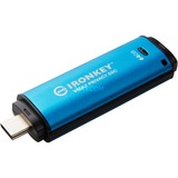 Kingston IronKey Vault Privacy 50 64 GB, USB-Stick hellblau/schwarz, USB-C 3.2 Gen 1