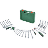 Bosch Advanced Werkzeugkoffer, 132-teilig, Steckschlüssel grün, mit 2 Umschaltknarren 1/4" und 1/2"