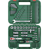 Bosch Advanced Werkzeugkoffer, 132-teilig, Steckschlüssel grün, mit 2 Umschaltknarren 1/4" und 1/2"