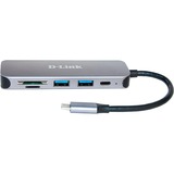D-Link DUB-2325, Dockingstation silber, USB-A, USB-C, SD- und microSD-Karten
