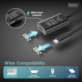 Digitus Aktives USB 3.2 Gen 1 Verlängerungskabel, USB-C Stecker > USB-C Buchse schwarz, 5 Meter, Repeater Kabel