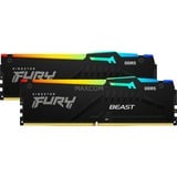 Kingston FURY DIMM 16 GB DDR5-5200 (2x 8 GB) Dual-Kit, Arbeitsspeicher schwarz, KF552C40BBAK2-16, FURY Beast RGB, INTEL XMP