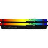 Kingston FURY DIMM 16 GB DDR5-5200 (2x 8 GB) Dual-Kit, Arbeitsspeicher schwarz, KF552C40BBAK2-16, FURY Beast RGB, INTEL XMP