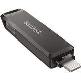 SanDisk iXpand Luxe 128 GB, USB-Stick schwarz, USB-C 3.2 Gen 1, Apple Lightning Connector