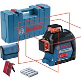 Bosch Linienlaser GLL 3-80 Professional, Kreuzlinienlaser blau/schwarz, Koffer, rote Laserlinien