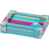 Faber-Castell Sparkle Buntstifte Geschenkset, Metalletui türkis, 21-teilig inkl. 1 Sleeve Spitzdose Mini