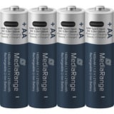 MediaRange USB-C Li-Ion Akku, Mignon AA I 1.5V | 1400 mAh, 4erPack 4 Stück