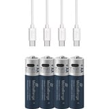 MediaRange USB-C Li-Ion Akku, Mignon AA I 1.5V | 1400 mAh, 4erPack 4 Stück