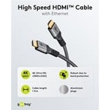 goobay Plus High-Speed-HDMI-Kabel mit Ethernet, 4K @ 60Hz grau, 5 Meter