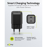 goobay USB-C Dual-Schnellladegerät Nano, PD, GaN, 35 Watt schwarz, 2x USB-C, Power Delivery 3.0