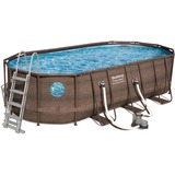 Bestway Power Steel Swim Vista Oval Frame Pool-Set, 549 x 274 x 122cm, Schwimmbad braun, mit Sichtfenstern + Filterpumpe