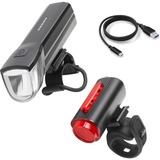 FISCHER Fahrrad Akku Leuchten-Set 30 Lux, LED-Leuchte 