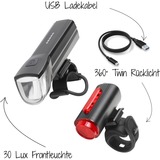 FISCHER Fahrrad Akku Leuchten-Set 30 Lux, LED-Leuchte 