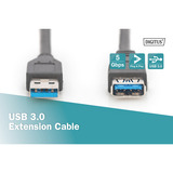 Digitus USB 3.2 Gen 1 Verlängerungskabel, USB-A Stecker > USB-A Buchse schwarz, 1,8 Meter