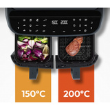 Medion Life P20 Doppel Heißluftfritteuse XXL MD11760 grau, 2.600 Watt, 2 Körbe je 4,35 Liter