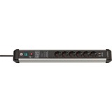 Brennenstuhl Premium-Protect-Line Steckdosenleiste 6-fach schwarz/aluminium, 3 Meter, 60.000A Überspannungsschutz, 2x USB-A