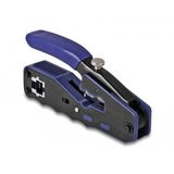 DeLOCK Crimp-Zange für 8P/ RJ45 Modularstecker schwarz/blau, mit Klinge und Abisolierer (Easy-Connect)