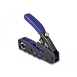 DeLOCK Crimp-Zange für 8P/ RJ45 Modularstecker, Crimpzange schwarz/blau, mit Klinge und Abisolierer (Easy-Connect)