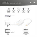 Digitus Mini DisplayPort auf HDMI Adapter / Konverter weiß, 4K, HDMI 2.0, DP 1.2, DP++ Dual-Mode