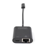 Digitus  USB Type-C Gigabit Ethernet Adapter schwarz, mit Power Delivery Unterstützung