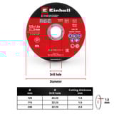 EINHELL Trennscheibe dünn, Ø 125 x 1,0mm, 5 Stück für Winkelschleifer