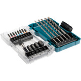 Makita Bohrer-Bit-Set SDS Plus, 18-teilig, Bohrer- & Bit-Satz Klappbox mit transparentem Deckel