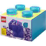 Room Copenhagen LEGO Storage Brick 4 Top Lid Glitter , Aufbewahrungsbox hellblau/transparent