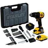 Stanley Akku-Schlagbohrschrauber Kit (SFMCD716D2A-QW), 18V schwarz/gelb, 2x 2,0Ah Lithium-Ionen Akkus, 100-teiliges Zubehörset, Koffer