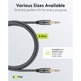 goobay Plus Audio Verbindungskabel AUX 3,5mm stereo schwarz/silber, 5 Meter