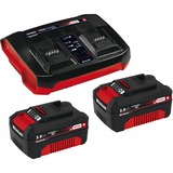 Einhell PXC 2x 3.0Ah Starter Kit & Twincharger Kit, Ladegerät schwarz/rot