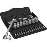 Wera 8100 SA 10 Zyklop Metal-Knarrensatz, zöllig, 1/4", Werkzeug-Set schwarz/grün, 28-teilig, Vollmetallknarre mit Durchsteckvierkant