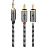 goobay Plus Audio Adapterkabel AUX 3,5mm Klinke > Stereo-Cinch Stecker schwarz/silber, 1 Meter