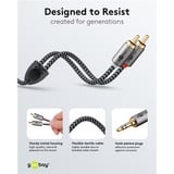 goobay Plus Audio Adapterkabel AUX 3,5mm Klinke > Stereo-Cinch Stecker schwarz/silber, 1 Meter