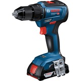 Bosch Akku-Bohrschrauber GSR 18V-55 Professional, 18Volt blau/schwarz, 2x Li-Ion Akku 4,0Ah, L-Case Pick & Click, 82-teiliges Zubehör-Set