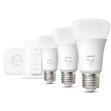 Philips HUE White Starter-Kit E27, LED-Lampe drei Lampen, eine Hue-Bridge, ein Dimmschalter, ersetzt 75 Watt