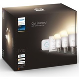 Philips HUE White Starter-Kit E27, LED-Lampe drei Lampen, eine Hue-Bridge, ein Dimmschalter, ersetzt 75 Watt