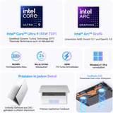GEEKOM GeekBook M16, Notebook silber, Intel® Core™ Ultra 9 185H, Intel® Arc™ Graphics, 16 GB LPDDR5, 512 GB (512 GB SSD), Windows 11 Pro