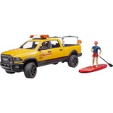 bruder RAM 2500 Power Wagon Life Guard, Modellfahrzeug gelb/schwarz, Inkl. Figur, Stand Up Paddle und Light & Sound Modul