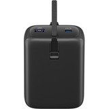 goobay Powerbank 20.000 mAh, integriertes USB-C Kabel 13cm, 30 Watt schwarz, 20 Ah, 1x USB-A, 2x USB-C, PD, QC