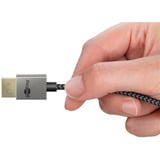 goobay DisplayPort Kabel 2.0/2.1 Slim silber/schwarz, 1 Meter