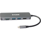 D-Link DUB-2327, Dockingstation silber, HDMI, USB-A, USB-C PD, SD- und microSD-Karten