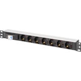 Digitus Steckdosenleiste 19" PDU mit Aluminiumprofil, 7-fach schwarz/aluminium, 1,80 Meter Kabel, 1 HE, mit Leitungsschutzschalter
