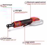 EINHELL Power X-Change Akku-Ratschenschrauber TE-RW 18/60 Li-Solo, 18Volt rot/schwarz, ohne Akku und Ladegerät, 3/4", nutzbar als Handratsche