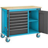 Hazet Werkbank Assistent (179NW-7/210), fahrbar, Sortiment, Werkzeugwagen blau/schwarz, 210-teilig inkl. DAB Radio