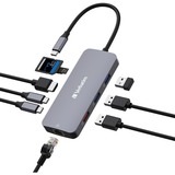 Verbatim USB-C Pro Multiport-Hub CMH-09, 9 Port , Dockingstation grau, HDMI, RJ-45, 3x USB-A, 2x USB-C, PD, SD, microSD