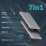 Digitus 7-Port USB-C Docking Station, Dockingstation grau/schwarz