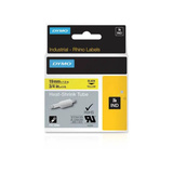 Dymo Rhino IND ORIGINAL Heißschrumpfschlauch 19mm x 1,5m, schwarz auf gelb, Etiketten- Schrumpfschlauch für Durchmesser 4,64-8,7 mm, 18058