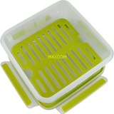 Emsa CLIP & GO Sandwichbox XL 1,3 Liter, Lunch-Box transparent/grün, mit Gittereinsatz für 2. Ebene