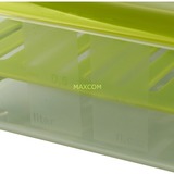 Emsa CLIP & GO Sandwichbox XL 1,3 Liter, Lunch-Box transparent/grün, mit Gittereinsatz für 2. Ebene